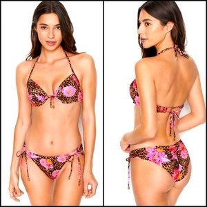 Victoria’s Secret Floral Leopard Fabulous Malibu Push-Up Bikini Top